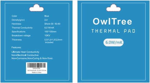 4 Pack Thermal Pad,100x100mm 0.5mm 1mm 1.5mm 2mm Highly Efficient Thermal Conductivity 6.0 W/mK,Heat Resistant Silicone Thermal Pads for Laptop He...