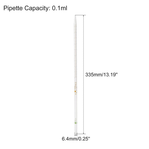 PATIKIL Graduated Dropper Pipettes, 2 Pcs 0.1ml Reusable Borosilicate Glass Pipette for Transfer Liquid for Laboratory, Chemistry, Clear...