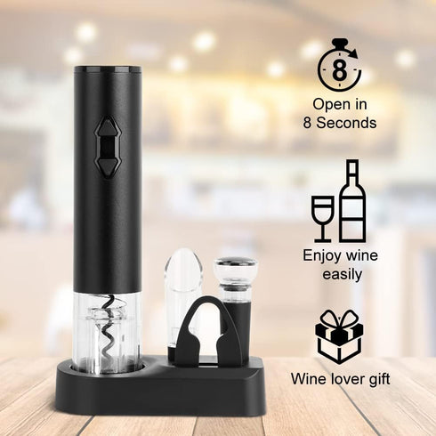 CIRCLE JOY Electric Wine Openers Set - Battery Powered Motorized Operated Cordless Automatic Corkscrew Opener Puller Kit with Attached Foil Cutter...