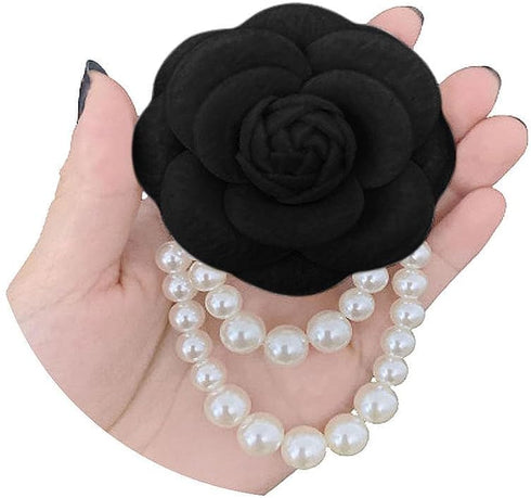 Bohemian Pearl Safety Brooch Pins Flower Brooch Hair Flowers Hairpin Brooch Headpieces,Brooch Pins Shawl Clips for Women Girls Vintage Collar Broo...