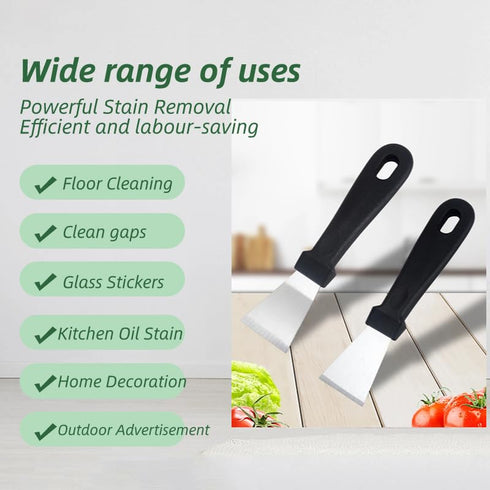 2Pcs Cleaning Scraper for Ovens, Stoves, Induction Hob, Stainless Steel Multi-Kitchen Scraperwith 3Pcs Stainless Steel Brass Nylon Brush ,Straight...