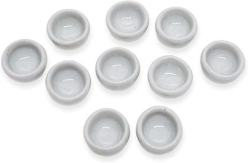 ½" Inch Diameter White Round Ceramic Sauce Bowls Set Of 10 Pieces Tiny Tableware - Miniature Plate Crockery Cutlery Kitchen Utensil Hand Made Pain...