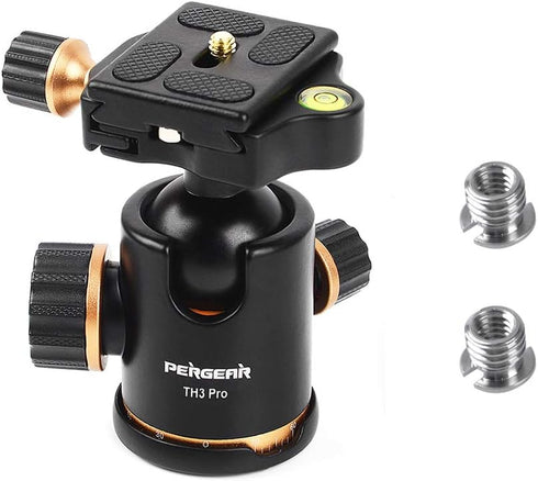 Pergear TH3 Pro DSLR Camera Tripod Ball Head, 8KG/17.6lbs Loading Capacity, 360 Degree Swivel, Metal Build Quality, Fine Tuning Damping, U-Shaped ...