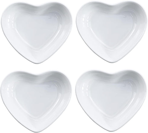 Heart-shaped Multipurpose Ceramic Sauce Dish Seasoning Dishes Sushi Dipping Bowl Appetizer Plates Serving Dish Saucers Bowl(Set of 4)...