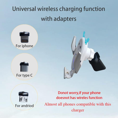 Universal Wireless Car Charger Mount, Auto-Clamping 15W Rechargeable, Air Vent Dashboard, Compatible with iPhone 14/13/12/11/X/9 Series, Samsung S...