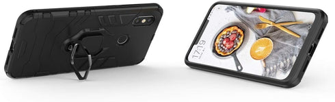 Compatible with Xiaomi Mi 8 Case, Metal Ring Grip Kickstand Shockproof Hard Bumper (Works with Magnetic Car Mount) Dual Layer Rugged Cover for Xia...