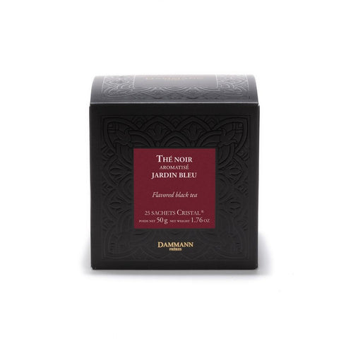 Dammann Freres Sachets, Jardin Bleu Tea Bags, Premium Gourmet French Black Tea, Blend Strawberry, Rhubarb Flavors, 25 Count (Single Pack)...