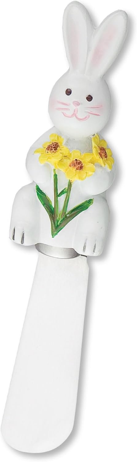 Easter Bunny Cheese Spreaders, Hand-Painted Resin Handles with Stainless Steel Blades for Spreading Cream Cheese, Butter, and Jam, Assorted Design...
