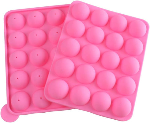 20 Cavity Silicone Pink Lolly Pop Party Cupcake Baking Mold Cake Pop Stick Mold Tray...