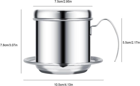 Vietnamese Coffee Filter Maker, Stainless Steel Coffee Cup Vietnam Coffee Drip Filter Maker Infuser for Home Office Cafe Maker (Silver)...