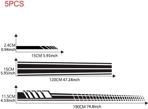5 Pieces Vinyl Car Side Sticker Long Stripe Auto Body Racing Sports Decals Universal Car Truck DIY Decal Stripe Vinyl Stickers Decoration...