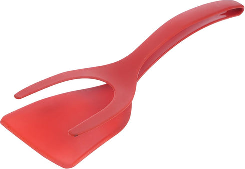 Alipis 2 in 1 Grip and Flip Spatula Tongs Egg Flipper Tong Pancake Fish French Toast Omelet Making for Home Kitchen Cooking Tool Red...
