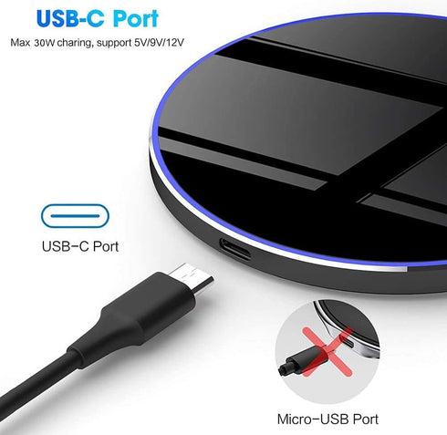 Wireless Charger • 30W Max Wireless Charging Pad • Compatible with Samsung Galaxy S23/S22/S21/S21 Ultra/S21+/S20 fe/S20/Note 20/10,Google Pixel,LG...