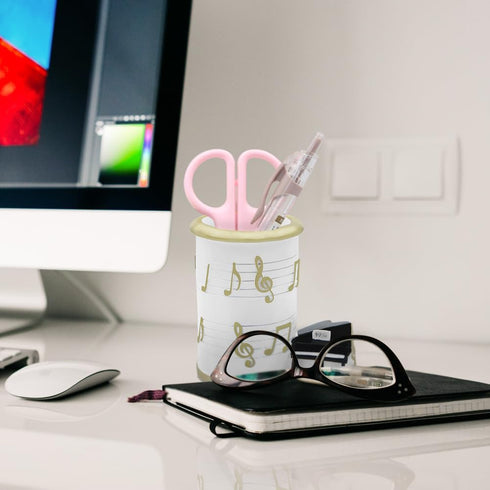 Winterworm Resin Music Notes Pencil Pen Container,Piano Pencil Cup Musical Melody Theme Pen Holder Cup Pencil Pot Desktop Makeup Brush Organizer f...