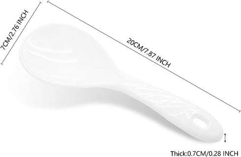 2PCS Plastic Rice Paddle Spoon Rice Scoop, Non-Stick Rice Spatula Rice Cooker Spoon Rice Serving Spoon 7.87 Inch (White B)...