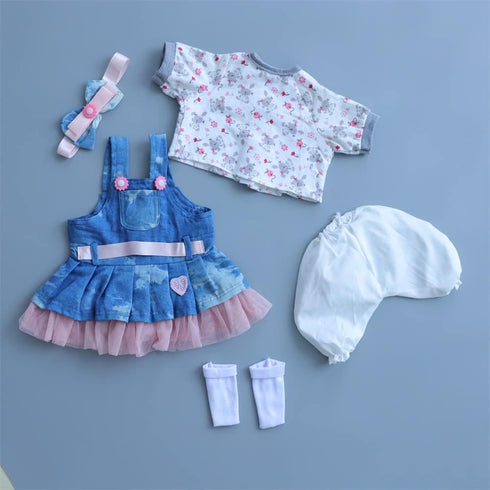 Reborn Baby Doll Clothes for 17-22 Inch Newborn Baby Doll Girl, Baby Doll Clothes Outfit Accessories fit 17-22 Inch Reborn Baby Doll Girl?Denim Sk...
