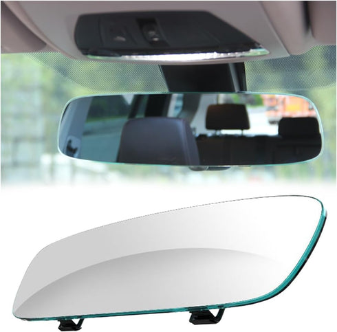 Car Rear View Mirror, 11.81 Inch HD Glass Frameless Automotive Panoramic Convex Interior Clip-on Wide Angle Mirror for Reduce Blind Spot, Universa...