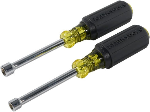 Klein Tools 630M Tool Set, Made in USA, Magnetic Nut Driver Set with Nut Driver Sizes 1/4 and 5/16-Inch, 3-Inch Hollow Shaft, Cushion Grips, 2-Pie...