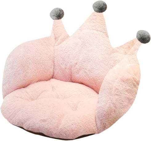 Holiberty Cute Crown Chair Cushion - Foam Stuffed Desk Seat Pad for Waist Support and Backrest - Warm Comfort Plush Pillow for Winter, Girls Dorm,...
