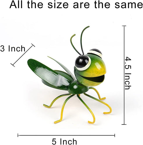 Cruis Cuka Metal Yard Art Garden Decor Cute Grasshopper Lawn Ornament Hanging Wall Sculpture - Set of 2...