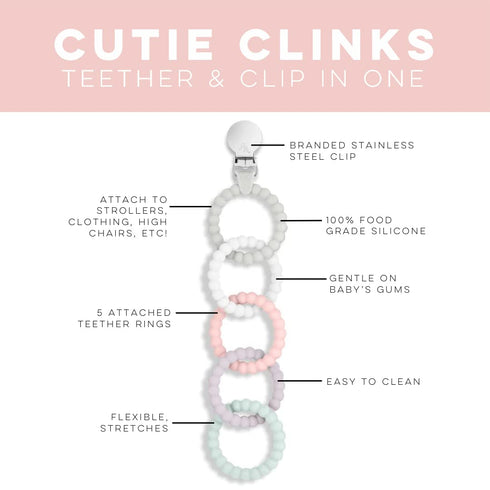 Ryan & Rose Cutie Clinks Attachable Teether Chew Toy for Babies (Precious)...