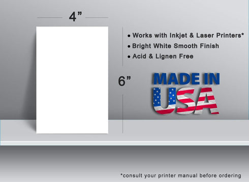 Blank White 4x6 Cardstock for Index or Flash Cards - Heavy, Thick 100lb Cover 14pt Paper (50 Pack)...