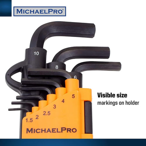 MichaelPro MP001048 Ball End Hex Key Set, 9pc Allen Wrench Set in Metric, Comes with a Convenient Storage Holder with Hook...