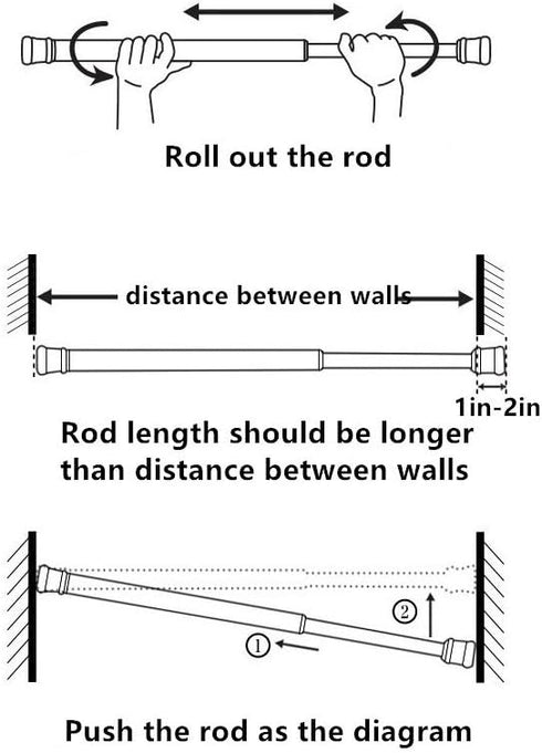 Tension Rods, 4 Pack Adjustable Spring Steel Cupboard Bars Tension Curtain Rod Shower Rod 15.7-28 Inches (Black)...