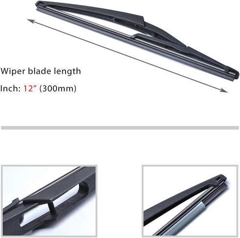 OTUAYAUTO 12" Rear Wiper Blade H301- Replacement for Nissan Rogue 2008-2023 Pathfinder 2013-2020 Juke 2011-2017 Kicks 2018-2023 Back Windshield Wi...