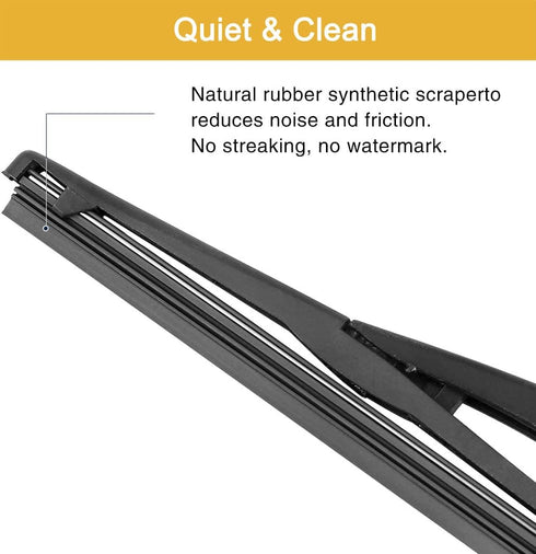 Unifizz Rear Windshield Wiper Blade Arm Set Fit for Fiat 500 2007-2019 Black 295mm 12 Inch...