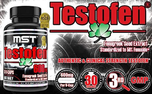 MST Testofen, Fenugreek Seed Extract, Standardized to 50% Fenuside™, 600mg, 30 Count, BSCG Certified Drug Free...