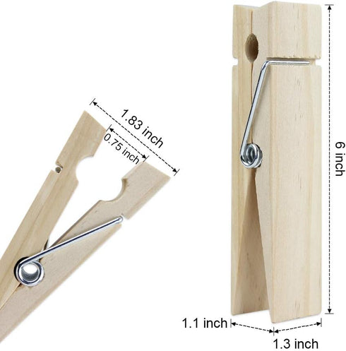 6 Inch Clothespins for DIY Craft, 4 PCS...