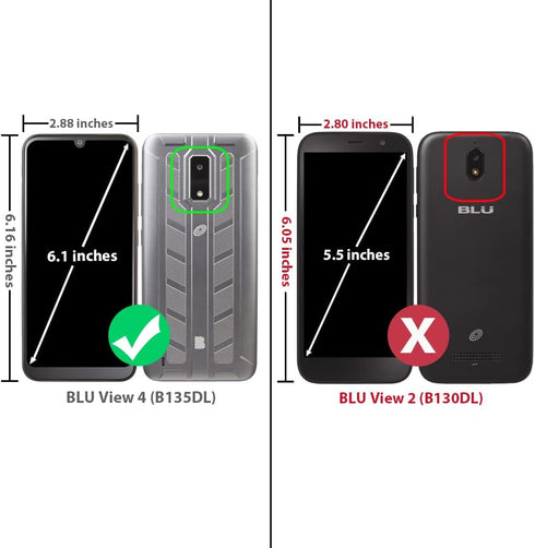 TJS Compatible for BLU View 4 (B135DL) Case, with Tempered Glass Screen Protector, Metal Ring Magnetic Support Kickstand Heavy Duty Drop Protectio...