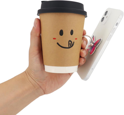 Butterfly Cell Phone Ring Holder Finger Ring Grip Stand 360° Rotation 180° Flip Universal Kickstand Compatible with All Smartphones (Purple)...