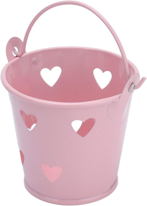 Tinplate Metal Bucket with Handle, Tinplate Bucket, 12pcs Mini Hollow Love Candy and Snack Storage Tin Bucket, Metal Gardening Crafts, Home Decora...