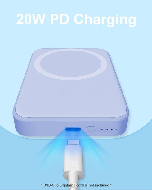 Miady Magnetic Wireless Portable Charger 5000mAh, USB C PD 20W Fast Charging Power Bank, Magnetic Battery Compatible with iPhone 14, 14 Pro, 14 Pr...