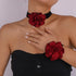 Dtja Vintage Rose Flower Choker Necklace for Women Girls Gothic Black Velvet Ribbon Camellia Blossom Charm Chain Adjustable Comfort Fit Retro Wedd...
