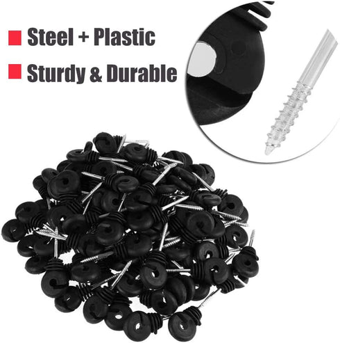 VinBee 20pcs Black Electric Fence Insulator Screw-In Insulator Fence Ring Post Wood Post Insulator Fence Post Insulator...