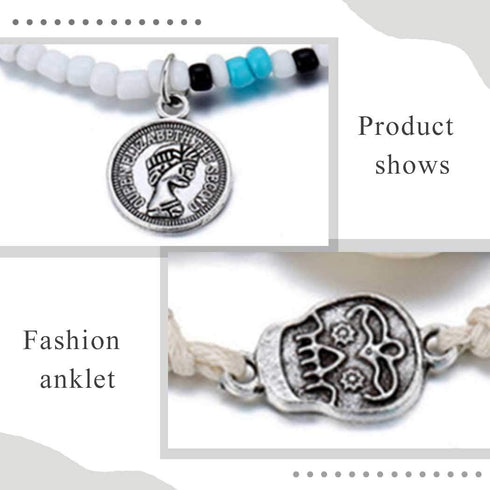 YBSHIN Retro Turquoise Anklet Shell Ankle Bracelet Chain Coin Foot Jewelry for Women(3Pcs)...