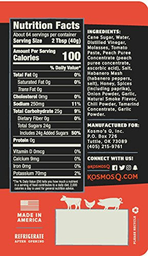 Kosmos Q Peach Habanero BBQ Sauce - 15.5 Oz Bottle for BBQ & Marinades w/ Sweet and Spicy Flavor - Thick Barbecue Sauce for Tender & Juicy Meat (P...