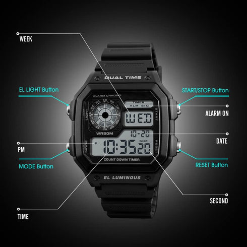 Men's Digital Watch Luminous Waterproof...