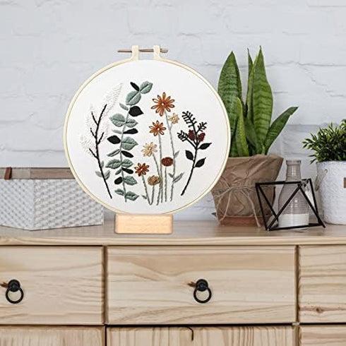 Embroidery Kit for Beginners 3 Pack, DIY Craft Embroidery Kit with Embroidery Thread Imitation Bamboo Embroidery Hoop Embroidery Needles, Floral P...