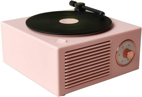 Vinyl Record Player Style Bluetooth Speaker Old Fashioned Classic Style Pink Cute Look Gift for Girls Bass Enhancement Loud Volume Speaker by Weto...