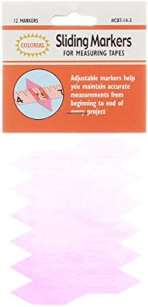 Colonial Needle CBT-14-3 Sliding Markers for Measuring Tapes-12/Pkg, Pink...