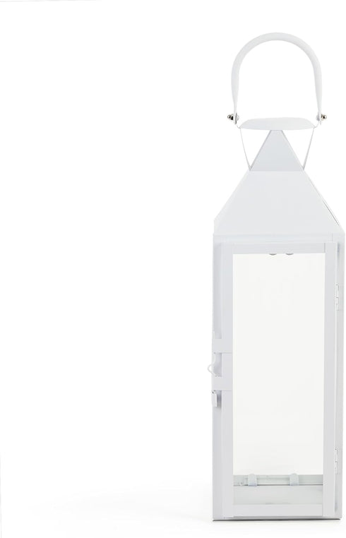 Zings & Thingz Manhattan Hanging Cable Candle Holder Lantern, Decorative Light Home Decor, 15" Tall, White...