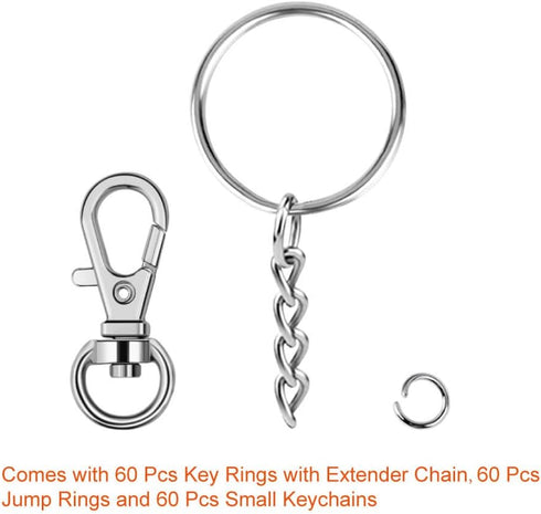 Selizo 120Pcs Swivel Snap Hook and Key Rings with Chain for Keychain Lanyard...