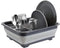 Home Basics Silicone and Plastic Easy Storage Collapsible Dish Rack with Cutlery Holder (Grey)...