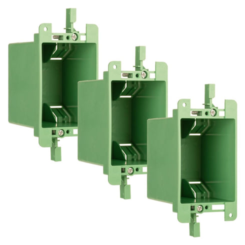 Electrical Outlet Box, Single Gang Old Work Box, 14 Cubic inch Junction Box for Switch or Wall Outlet Installation, Green, Pack of 3...