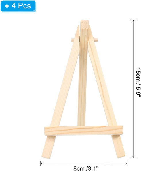 PATIKIL 5.9" Wooden Art Easel, 4 Pack Display Stand Portable Tripod Holder Canvas Frame Foldable Artist Tabletop Display for Drawing Painting Art ...
