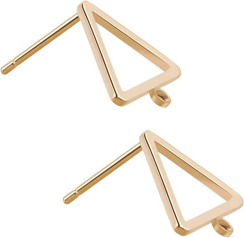 BENECREAT 10Pcs 18K Real Gold Plated Triangle Shape Earring Studs Posts with Hole for Wedding, Anniversaries Festival Gifts and Favors - 10.6x10.6...